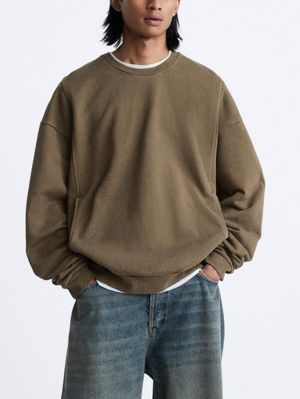 Zara Pocketed Washed Sweatshirt NWT